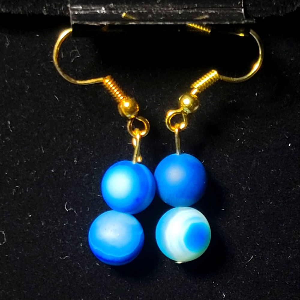Blue Agate Crystal Earrings
